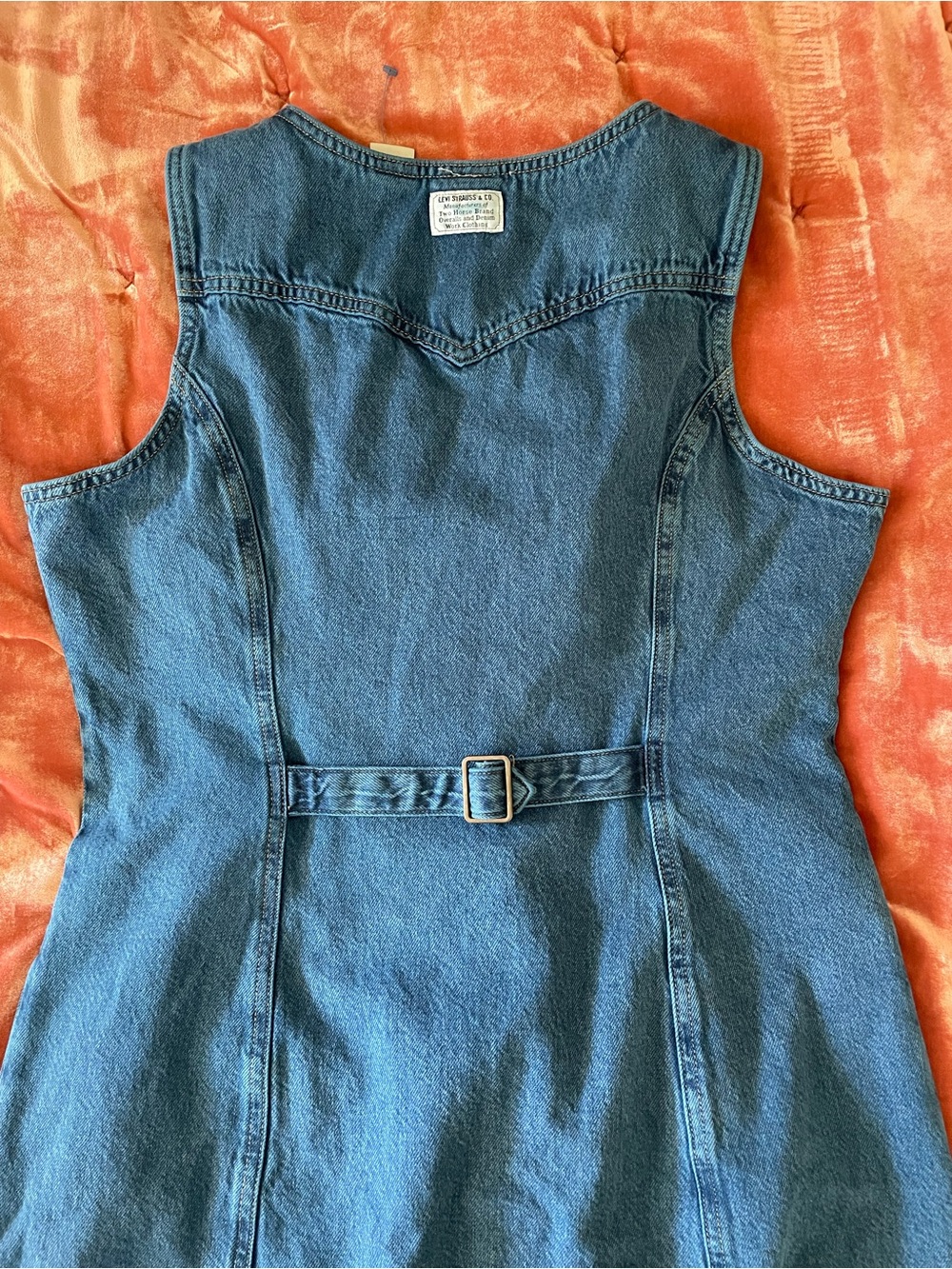 NWOT Levi’s Sleeveless Denim Button-Front Dress in Classic Blue, size XL - Picture 2 of 6